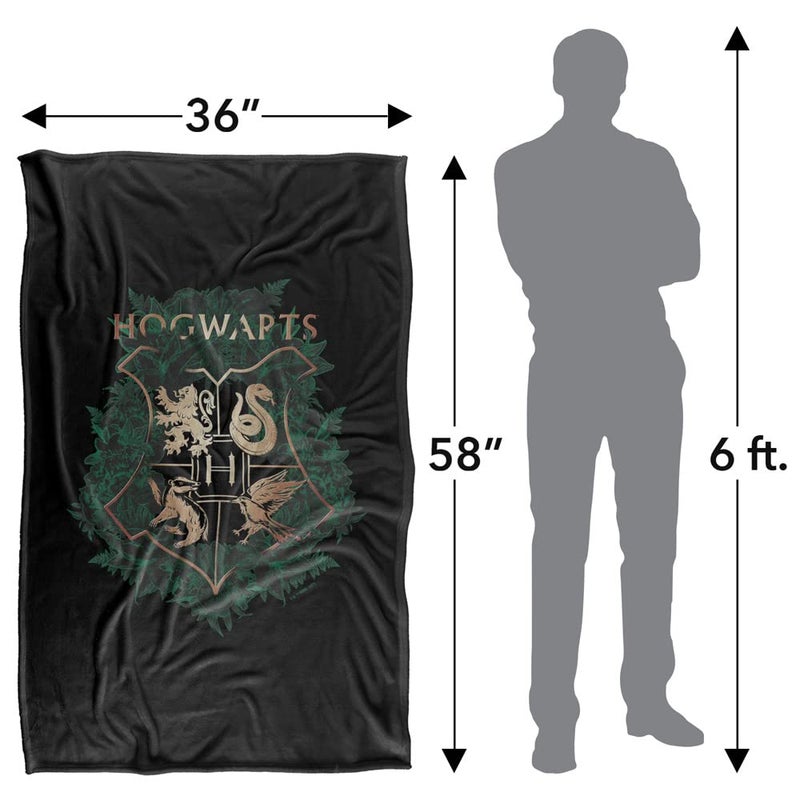 LOGOVISION Harry Potter Hogwarts Green and Gold Floral Crest Silky Touch Super Soft Throw Blanket 36"" x 58"" Hogwarts Green and Gold Floral Crest - Image 5